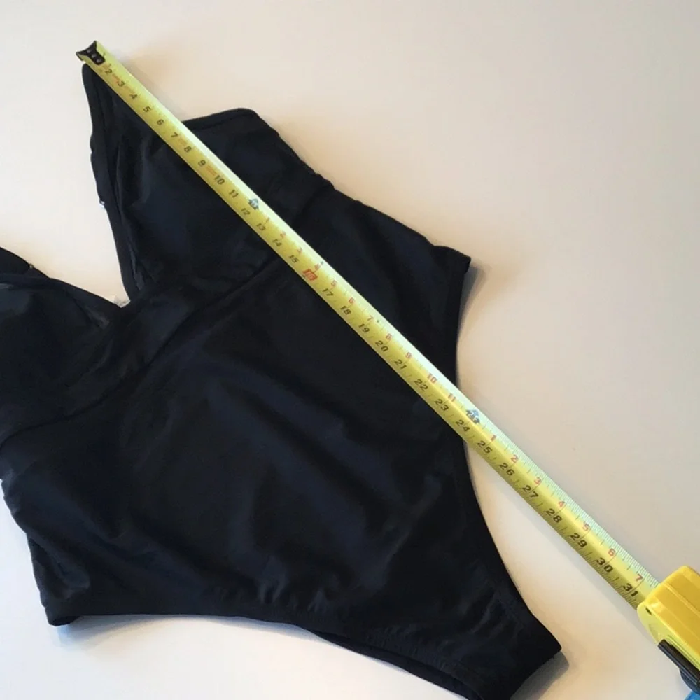 Cupshe Tummy Control Mesh Sheer V Neck Adjustable‎ Wide Straps Cheeky One Piece